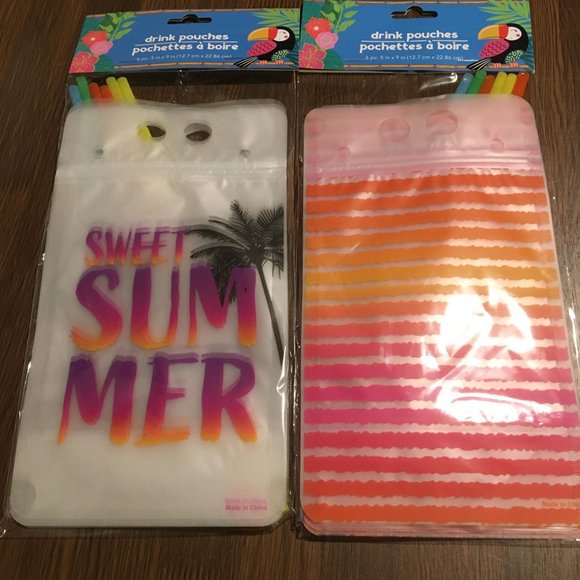 Summer Themed Drink Pouches Set of 2 - Picture 1 of 3